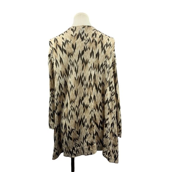 Chicos Additions Linen & Rayon Open-Front Cardigan Size 3 Beige & Black - Picture 4 of 7